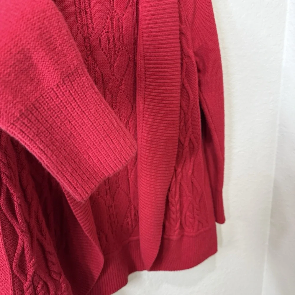 Talbots Cardigan Sweater Womens Petite Size M Red Knit Long Sleeves Wool Blend
